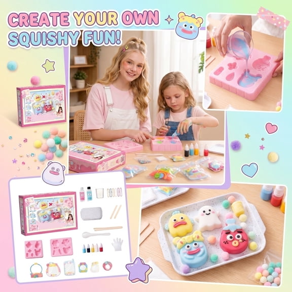 DIY Squishy Making Kit, Kids Creative Craft Set with Silicone Mold, Educational Art Toy for Home Activities