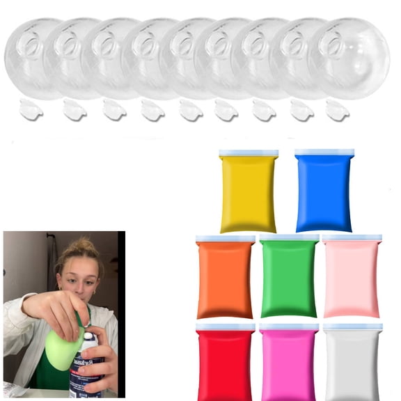 DIY Squishy Making Material Package, Includes Ball Skin & Filling Material, Wubble Compatible Squishy Craft Kit for DIY Stress Relief Toys(Clear-S)