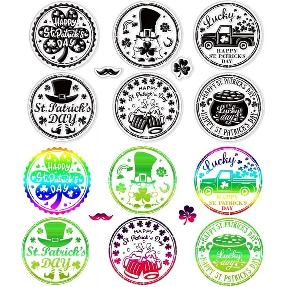 St. Patrick's Day Clear Stamps for Card Making Clear Stamps Clover Lucky Gnomes Trucks Scrapbooking Stamps for Card Making DIY Thanksgiving Card Photo Album Decor Craft DIY