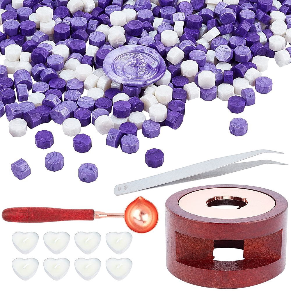 DIY Stamp Making Kits Including Seal Stamp Wax Stick Melting Pot Holder Wax Sticks Melting Spoon Paraffin Candles and Beading Tweezer 0.9cm 511pcs/set