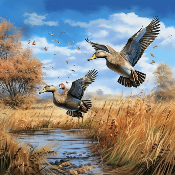 DIY Stamped Cross Stitch Kits for Beginners Easy Flying Wild Duck Cross River 11CT Needlepoint Embroidery Counted Cross Stitch Kits Art Craft Wall Decoration and Gift 50x50cm(1)
