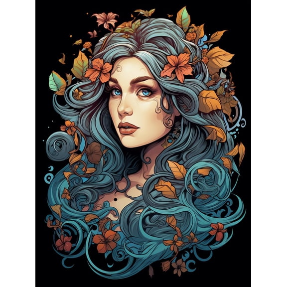 DIY Stamped Cross Stitch Kits for Beginners Easy Tattoo Long Hair Woman Beauty 11CT Needlepoint Embroidery Counted Cross Stitch Kits Art Craft Wall Decoration and Gift 40x50cm(1)