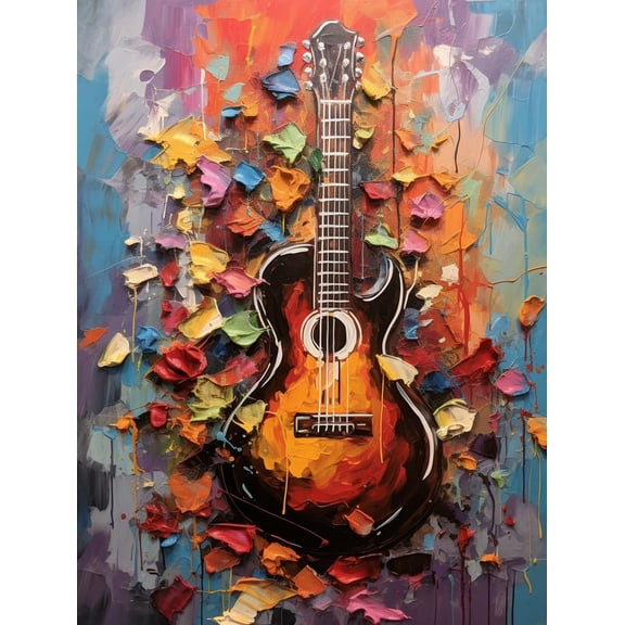 DIY Stamped Cross Stitch Kits for Beginners Easy Textured Colorful Guitar 11CT Needlepoint Embroidery Counted Cross Stitch Craft Kits for Adults Art Craft Wall Decoration and Gift 40x50cm(7)