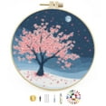 thumbnail image 1 of DIY Stamped Cross Stitch Kits Cherry Flower Tree under Blue Moonlight Easy for Beginners with Hoop 11CT Counted Embroidery Needlepoint Crafts Arts for Handmade Enthusiasts and Home Decor 30x30cm(1), 1 of 8
