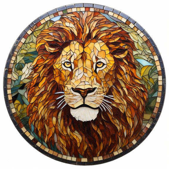 DIY Stamped Cross Stitch Kits Circle Shape Animal Lion Leo 11CT Needlepoint Embroidery Counted Cross Stitch Kits Art Craft Wall Decor 40x40cm(4)
