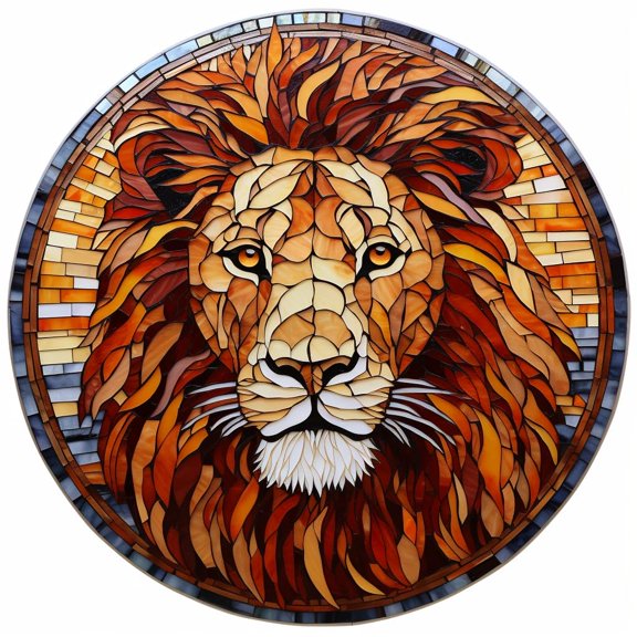 DIY Stamped Cross Stitch Kits Circle Shape Animal Lion Leo 11CT Needlepoint Embroidery Counted Cross Stitch Kits Art Craft Wall Decor 40x40cm(5)
