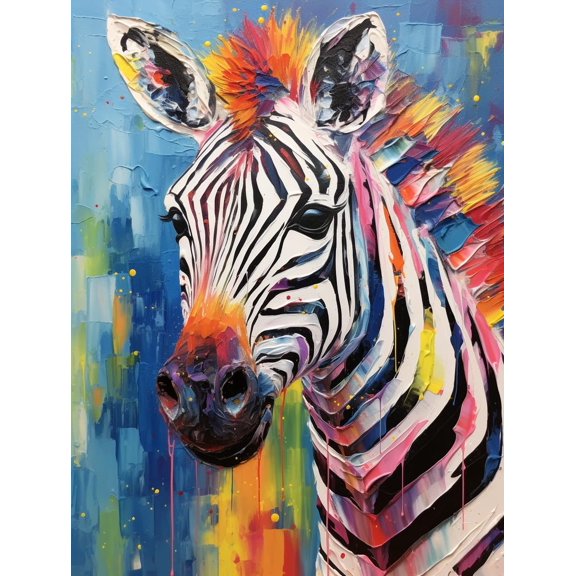 DIY Stamped Cross Stitch Kits Colorful Textured Animal Zebra for Beginners Easy 11CT Needlepoint Embroidery Counted Cross Stitch Kits Art Craft Wall Decoration 50x65cm(4)