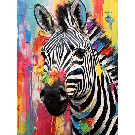 DIY Stamped Cross Stitch Kits Colorful Textured Animal Zebra for Beginners Easy 11CT Needlepoint Embroidery Counted Cross Stitch Kits Art Craft Wall Decoration 40x50cm(1)