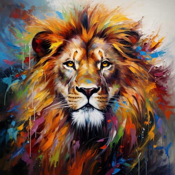 DIY Stamped Cross Stitch Kits Colorful Textured Lion for Beginners Easy 11CT Needlepoint Embroidery Counted Cross Stitch Kits Art Craft Wall Decoration 50x50cm(1)