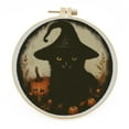 thumbnail image 1 of DIY Stamped Cross Stitch Kits with Hoop Black Halloween Cat for Beginners Easy 11CT Needlepoint Embroidery Counted Cross Stitch Kits Art Craft Wall Decoration and Gift 33x33cm, 1 of 9