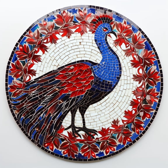DIY Stamped Cross Stitch Kits Stained Glass Circle Shape Animal Peacock 11CT Needlepoint Embroidery Counted Cross Stitch Kits Art Craft Wall Decor 35x35cm(2)