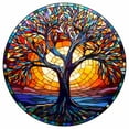 thumbnail image 1 of DIY Stamped Cross Stitch Kits Stained Glass Colorful Tree Life Circle Shape Beginners Easy 11CT Needlepoint Embroidery Counted Cross Stitch Kits Art Craft Wall Decor 35x35cm(1), 1 of 8