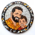 thumbnail image 1 of DIY Stamped Cross Stitch Kits Stained Glass Father and Son Circle Shape Beginners Easy 11CT Needlepoint Embroidery Counted Cross Stitch Kits Art Craft Wall Decor 35x35cm(3), 1 of 8