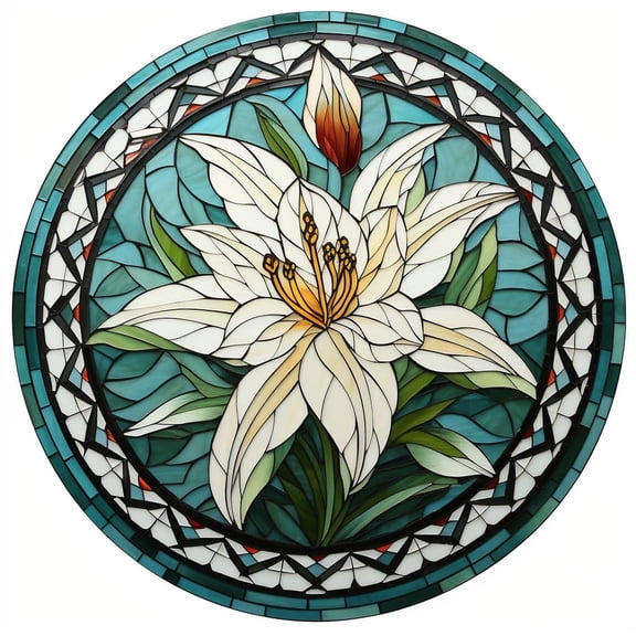 DIY Stamped Cross Stitch Kits Stained Glass Lily Flower for Beginners Easy 11CT Needlepoint Embroidery Counted Cross Stitch Kits Art Craft Wall Decoration and Gift 35x35cm(1)
