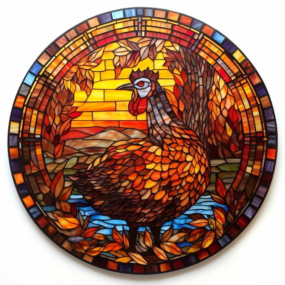 DIY Stamped Cross Stitch Kits Stained Glass Thanksgiving Day Turkey Pumpkin Circle Shape Beginners Easy 11CT Needlepoint Embroidery Counted Cross Stitch Kits Art Craft Wall Decor 35x35cm(1)