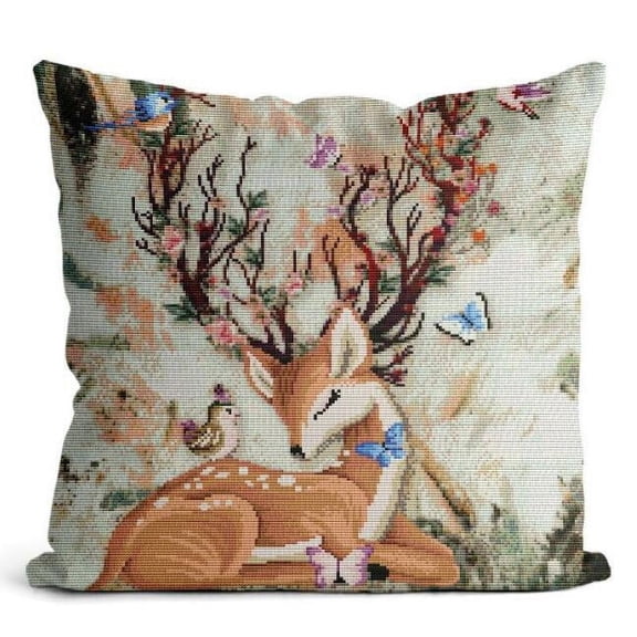 DIY Stamped Cross Stitch Pillow Kits Embroidery Pillowcase 11CT Counted Needlepoint Handmade Cushion Cover Home Sofa Christmas Decoration 18x18inch