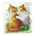 thumbnail image 1 of DIY Stamped Cross Stitch Starter Pre-printed Kissing Cats 14CT 33x34cm, 1 of 10