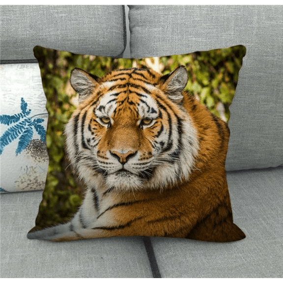 DIY Stamped Pillow Latch Hook Kit Tiger Animal Cross Stitch Sofa Cushion Cover With Latch Hook Tool Fit For Kids And Adults 17x17in