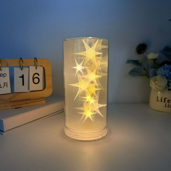 DIY Star Projector Table Lamp Bedroom Atmosphere Night Light Warm Yellow Sky Starry Projection Lamp Handmade Installation Gift Romantic Bedroom Living Room Nursery Decoration Ambient Light