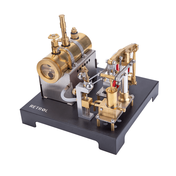 DIY Steam Beam Engine Model Kit with Boiler & Flyball Governor  Metal Assembly Kit with Brass & Steel Parts, Mechanical Steam Engine Display Model on Wooden Base
