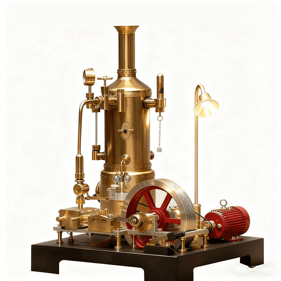 DIY Steam Engine Model Kit with Boiler & Generator Stationary Mill Engine Assembly Kit with Metal Parts, Flywheel & Lamp Stand, Educational Mechanical Model for Adults