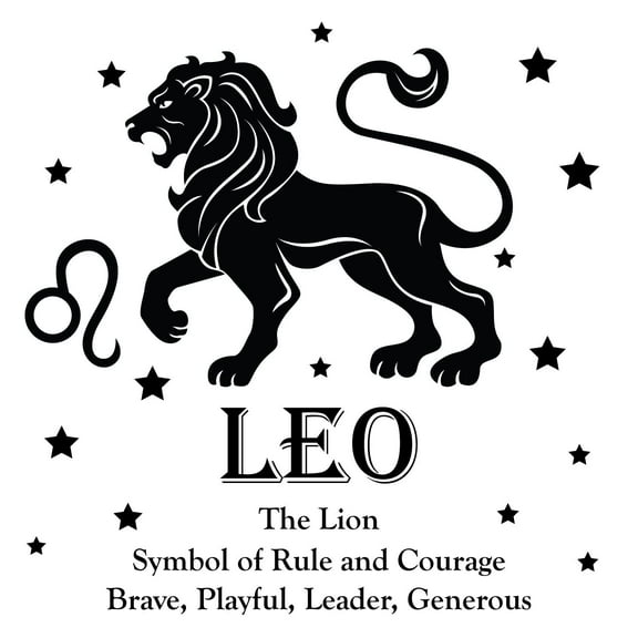 DIY Stick And Peel Astrological Sign Leo Wall Art Decal | The Lion Symbol Of Rule And Courage Brave Playful Leader Generous | 20" x 20" Vinyl Adhesive Home Bedroom Wall Decoration Sticker Quotes