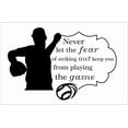 thumbnail image 1 of DIY Stick And Peel Baseball Softball Quote Decal - 13" x 20" Vinyl Home Wall Bedroom Living Room Adhesive Decoration Sticker | Never Let The Fear Of Striking Out Keep You From Playing The Game - Black, 1 of 4