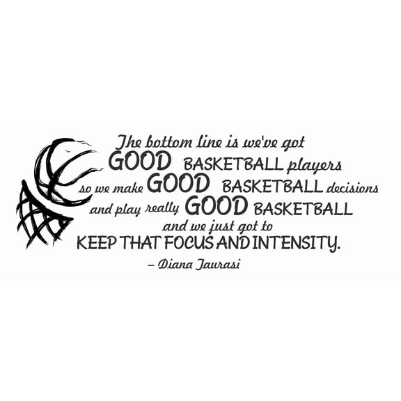 DIY Stick And Peel Quotes Wall Decor | Good Basketball Players Good Basketball Decisions And Keep That Focus And Intensity - Diana Jaurasi Basketball Quote - Vinyl Home Decoration Sticker 12" x 30"