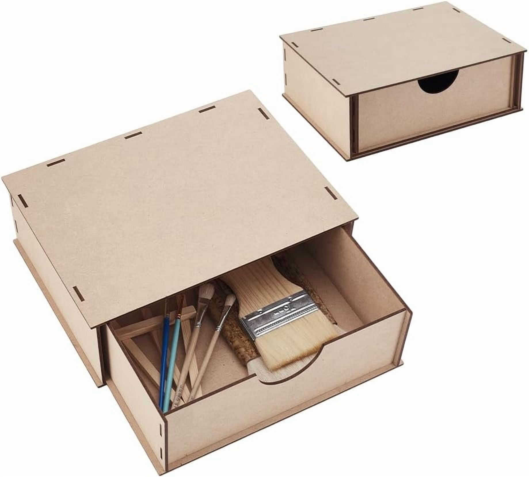 DIY Storage Drawer 3mm Wooden DIY Storage Boxes Medium Density Fiberboard Organizer for Artwork Daily Necessities Storage Box for Craft Tools Stationery Daily Essentials Brown