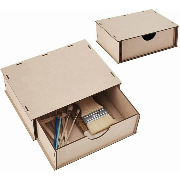 DIY Storage Drawer 3mm Wooden DIY Storage Boxes Medium Density Fiberboard Organizer for Artwork Daily Necessities Storage Box for Craft Tools Stationery Daily Essentials Brown
