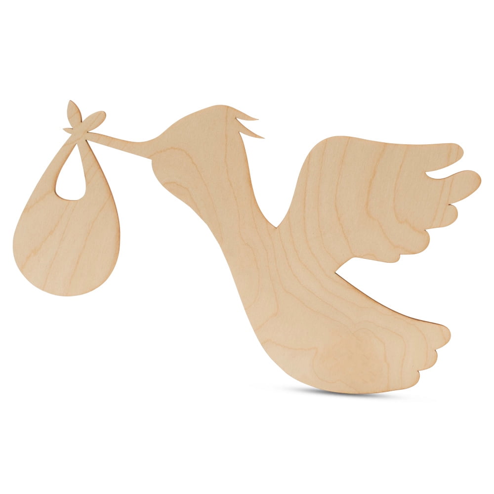 DIY Stork Baby Shower Decorations 22-inch, 1/8 inch Thick, Pack of 3 Pregnancy Announcement/Baby Announcement Sign Prop for Nursery Decor, by Woodpeckers