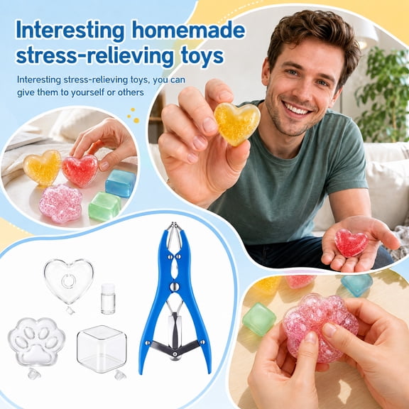 DIY Stress Ball Making Kit 20PCS Stress Ball Making Kit Stress Balls, Transparent Blank Skins with Air Pump & Expander Tool for Pressure Squishy Balls for Adult (Paw)