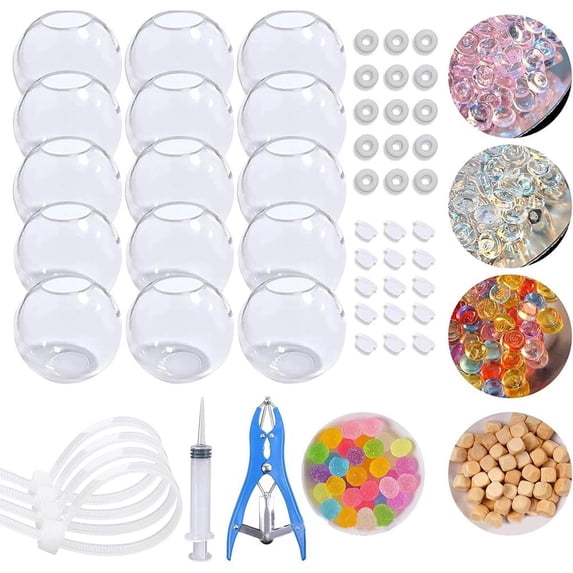 DIY Stress Ball Making Kit with Multi-Color Fillers, Empty TPR Ball Skins with Beads Fillers & Expander Tool, ASMR Squishies Maker Kit for Adults, Complete Anxiety Relief Craft Set