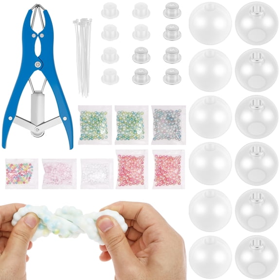 DIY Stress Ball Making Kit Portable Empty Squeeze Ball DIY Kit with Cable Tie Filler Bead Expander Tool Transparent Blank Skin for Adult