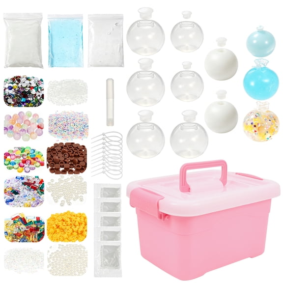DIY Stress Ball Making Kit with Fillers and Tools, Flexible TPR Squeeze Ball Craft Supply Set with Storage Bag, Multicolor