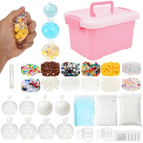 DIY Stress Ball Making Kit with Fillers and Tools, Elastic TPR Squishy Ball Craft Supplies Set with Storage Box, Multicolor