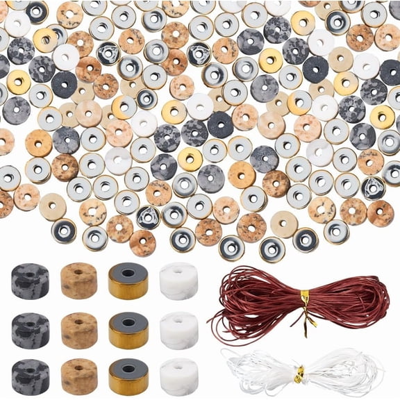 DIY Stretch Bracelet Kits including Gemstone Disc Beads Polyester Thread Mixed Color 4~4.5x2~2.5mm Hole: 0.7~1mm
