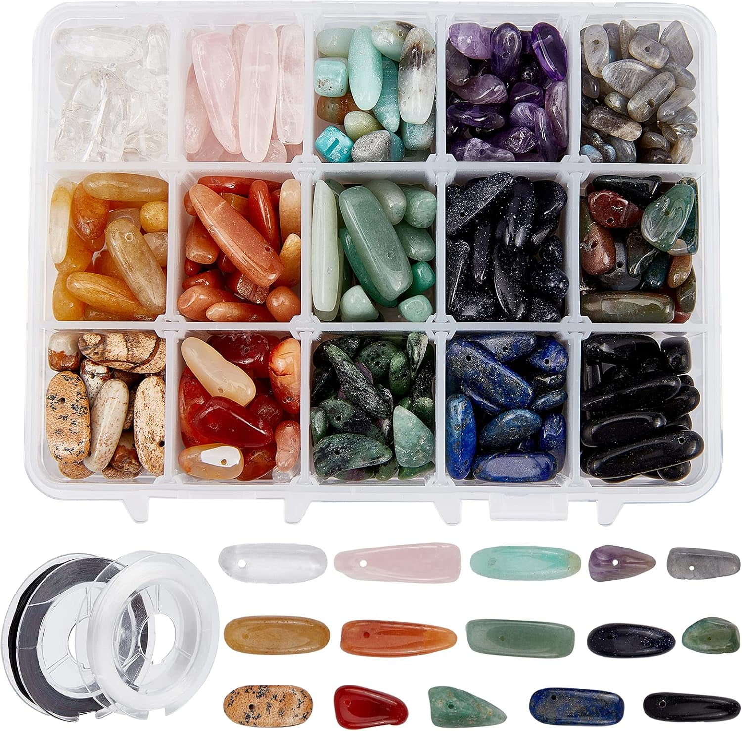 DIY Stretch Bracelet Making Kits Including Natural & Gemstone Beads and Elastic Beading Thread 12~21x5~8mm Hole: 1mm 375~390g/set