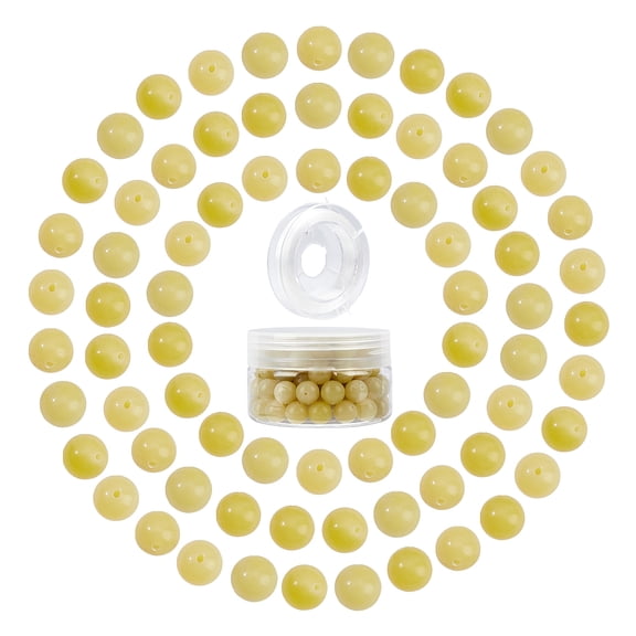 DIY Stretch Bracelets Making Kits include Natural Lemon Jade Round Beads Elastic Thread Beads: 10~10.5mm Hole: 1~1.2mm 100pcs DIY