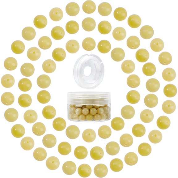 DIY Stretch Bracelets Making Kits include Natural Lemon Jade Round Beads Elastic Thread Beads: 10~10.5mm Hole: 1~1.2mm 100pcs for diy