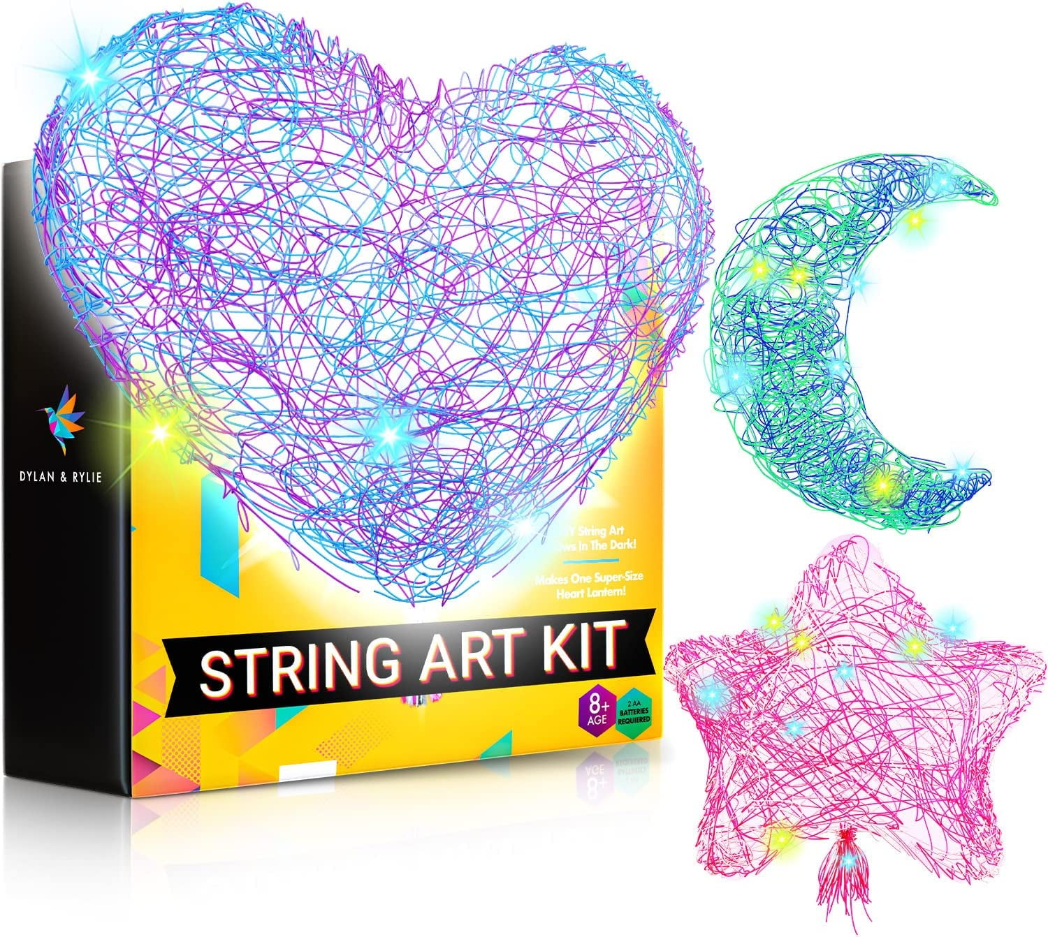 3D String Art Kit for Kids,Christmas Birthday Gifts for 8 9 10 11 12 Year  Old Girls Boys,Arts and Crafts for Girls Ages 8-12 Heart Star Round Lantern  for Sale in Queens, NY - OfferUp