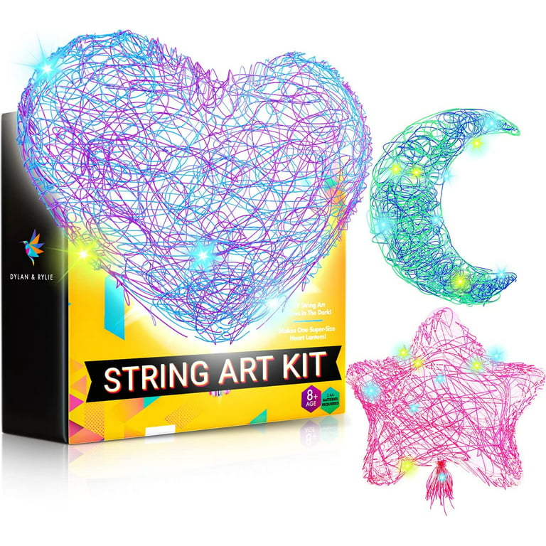 Crafts Art Kit for Kids,3D String Art Kit with Glowing Heart and