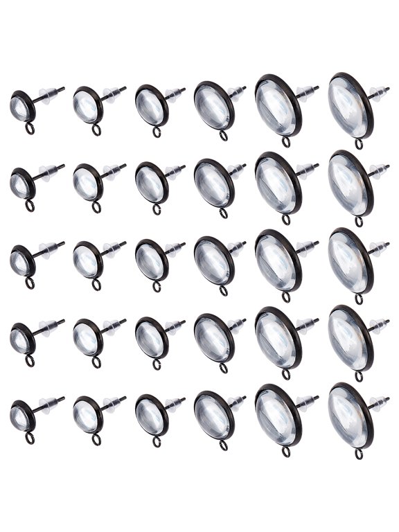 DIY Stud Earring Finding Making Kit Including 36Pcs Flat Round Stud Earring Settings with Loop 36Pcs Transparent Glass Cabochons 40Pcs Ear Nuts