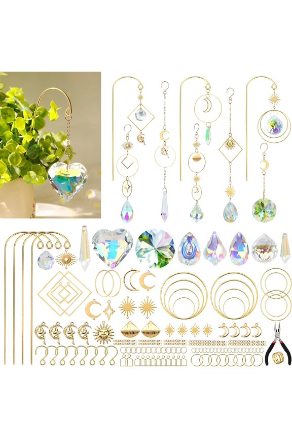 DIY Sun Catcher Kits for Adults, 260 pcs Crystal Suncatchers Making Suppliers for Garden Plant Windows Hanging Art and Crafts for Women Valentines Mother's Day Birthday Gifts Home Decor