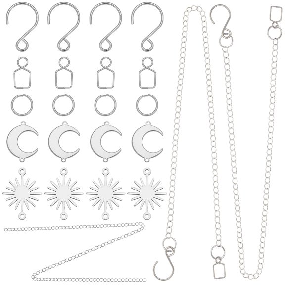 DIY Sun Catcher Kits include 10Pcs Clips Pins 30Pcs Jump Rings 10Pcs Stainless Steel Hook 5M Twisted Chains 10Pcs 2 Styles Links Connector