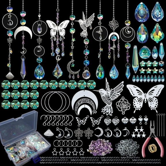 DIY Suncatchers, 400 Pcs Sun Catchers Making Supplies Kit Art and Crafts for Adults Hanging Prism Sun Catcher with Crystals