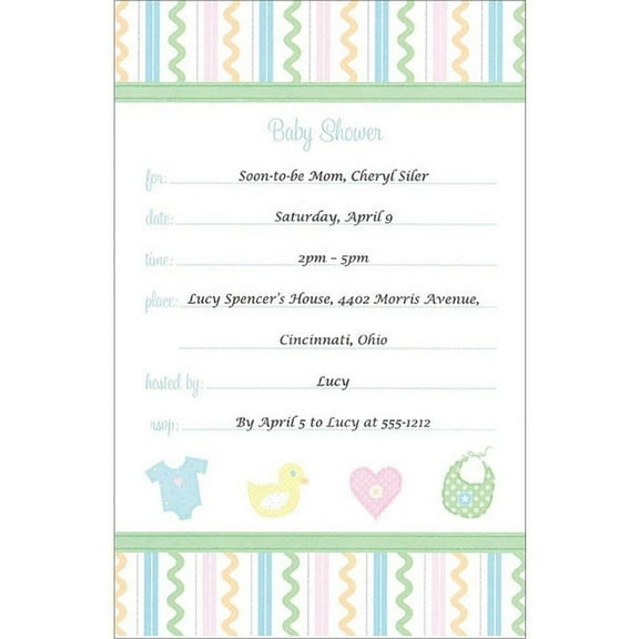 DIY Sweet Baby Party Invitations With White Envelopes 8.5in. x 5.5in. - 12 Pack (1008-2288)