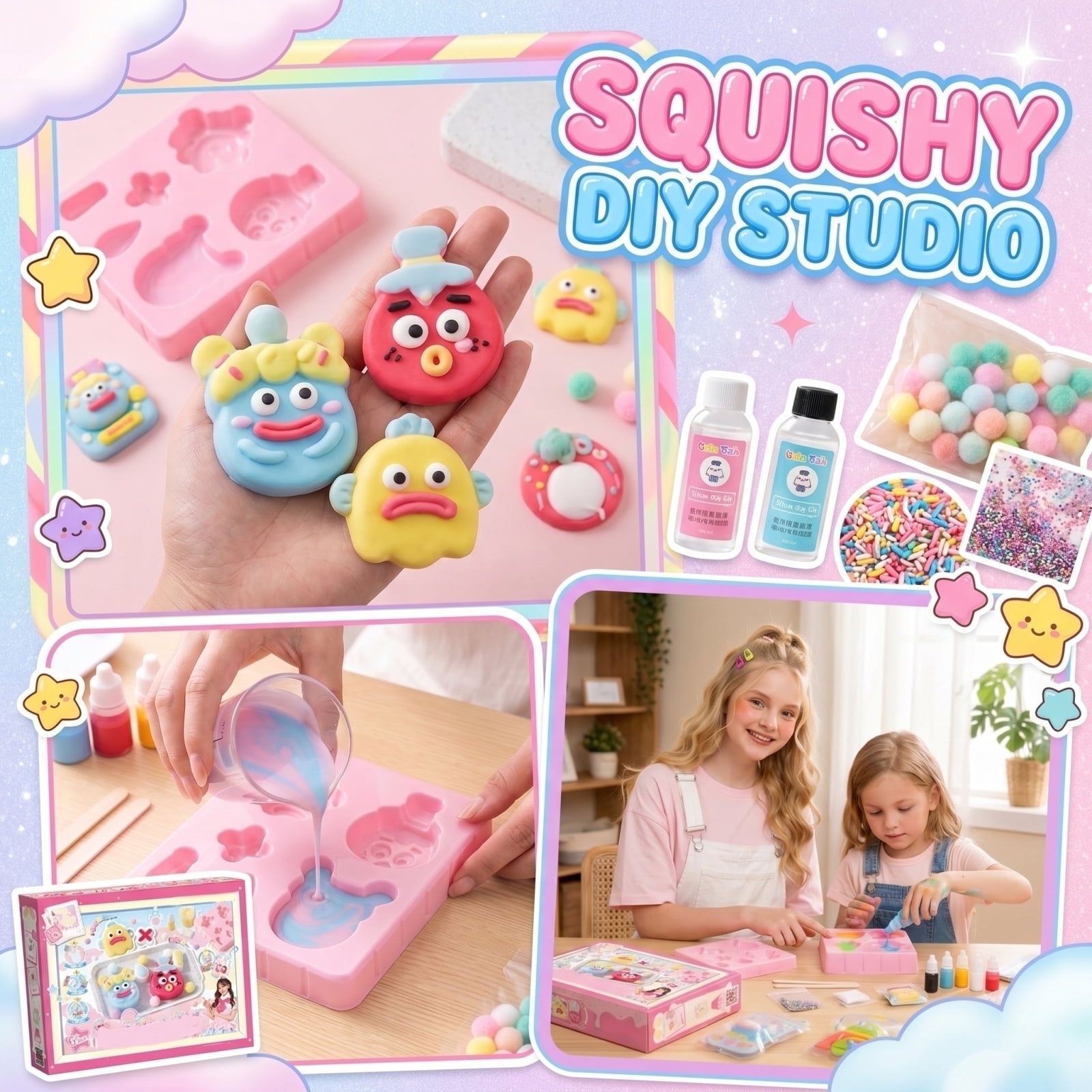 DIY Taba Squishy Making Kit, Squishy Molds Silicone,Ratio Epoxy Resin Mix for Squishy Making, Mold Ugly yet adorable,Gifts for Any Occasion Art & Craft