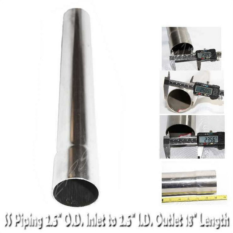DIY Tailpipe Exhaust Pipe 2.5 O.D. to 2.5 I.D. 18 Length Stainless Steel  DIY Tailpipe Exhaust Pipe 2.5 O.D. to 2.5 I.D. 18 Length Stainless
