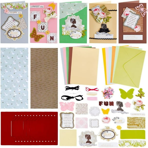 DIY Teachers' Day Theme Envelope & Card Kids Craft Kits including Envelope Paperboard and Rectangle Konfetti Silk Ribbon Rhinestone and Paper Accessories Mixed Color 170x115x0.6mm